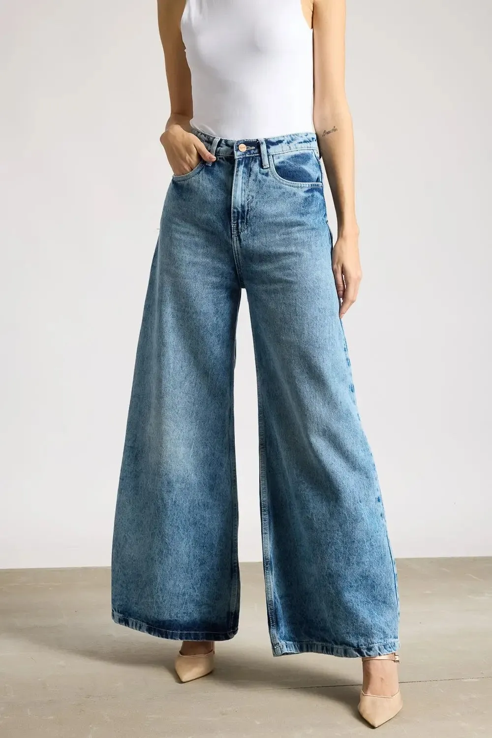 Light Azure 90's Curve Wide Flare Jeans