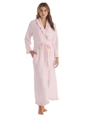 Light Pink Chenille Ruffle Robe Long - LARGE