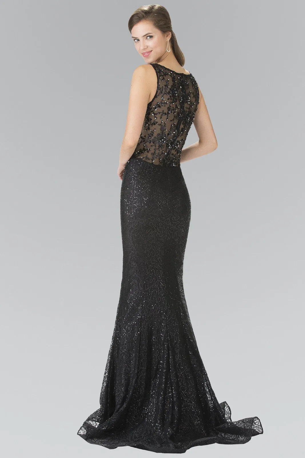 Long Flower Sequined Lace Dress by Elizabeth K GL2268