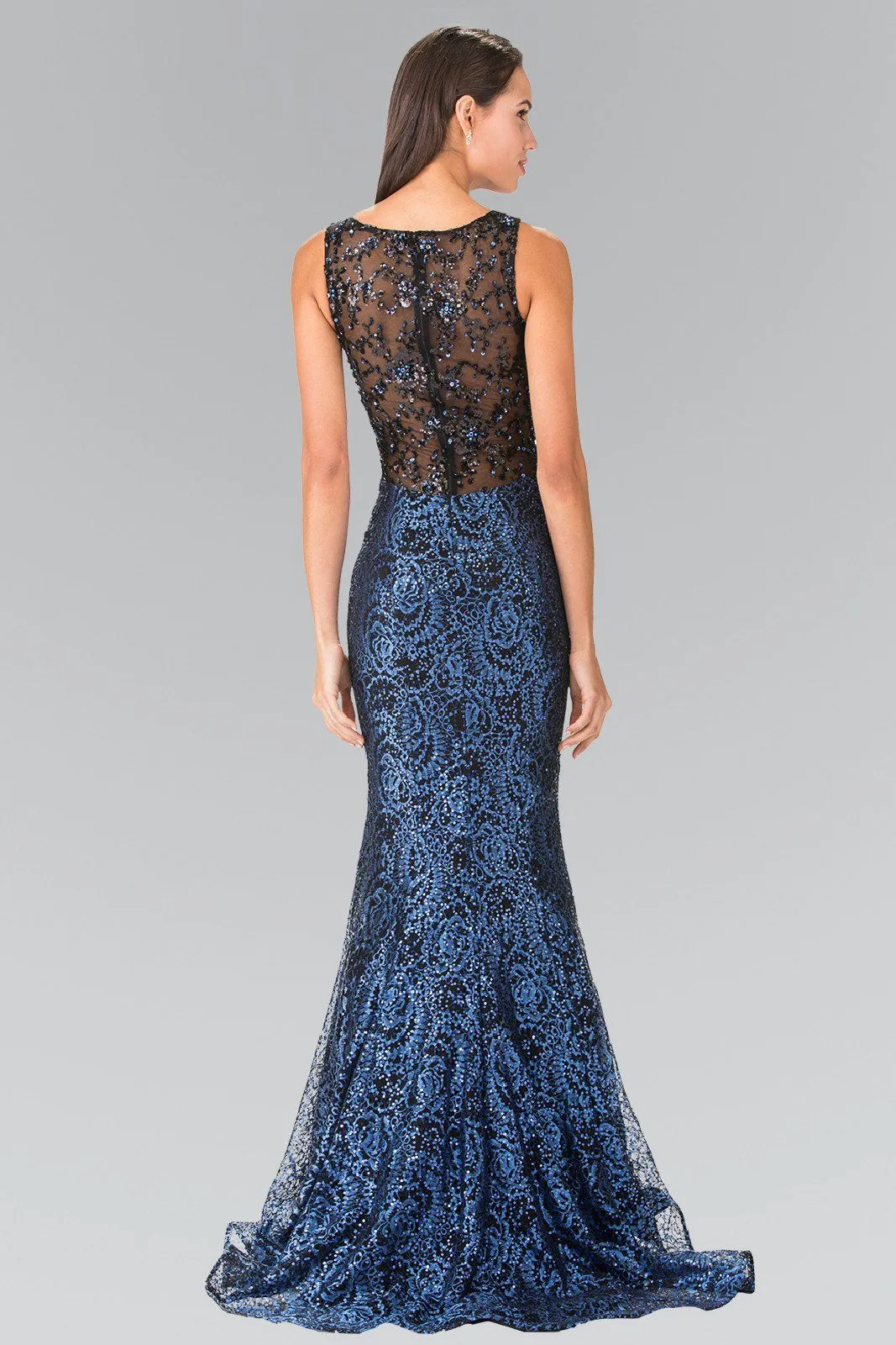 Long Flower Sequined Lace Dress by Elizabeth K GL2268