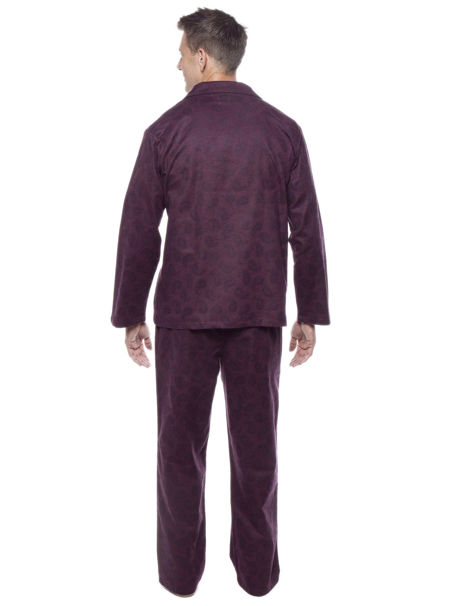 Men's 100% Cotton Flannel Pajama Set - Paisley Fig/Black