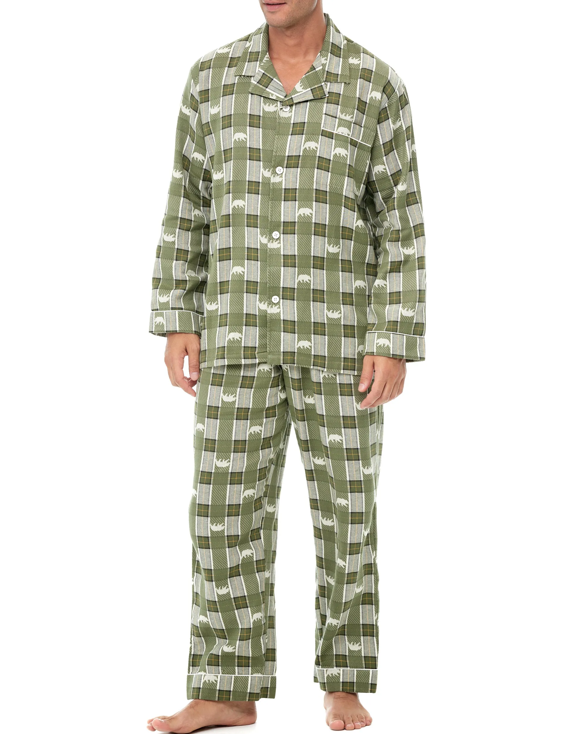 Men's Cotton Flannel Pajama Pants with Pockets