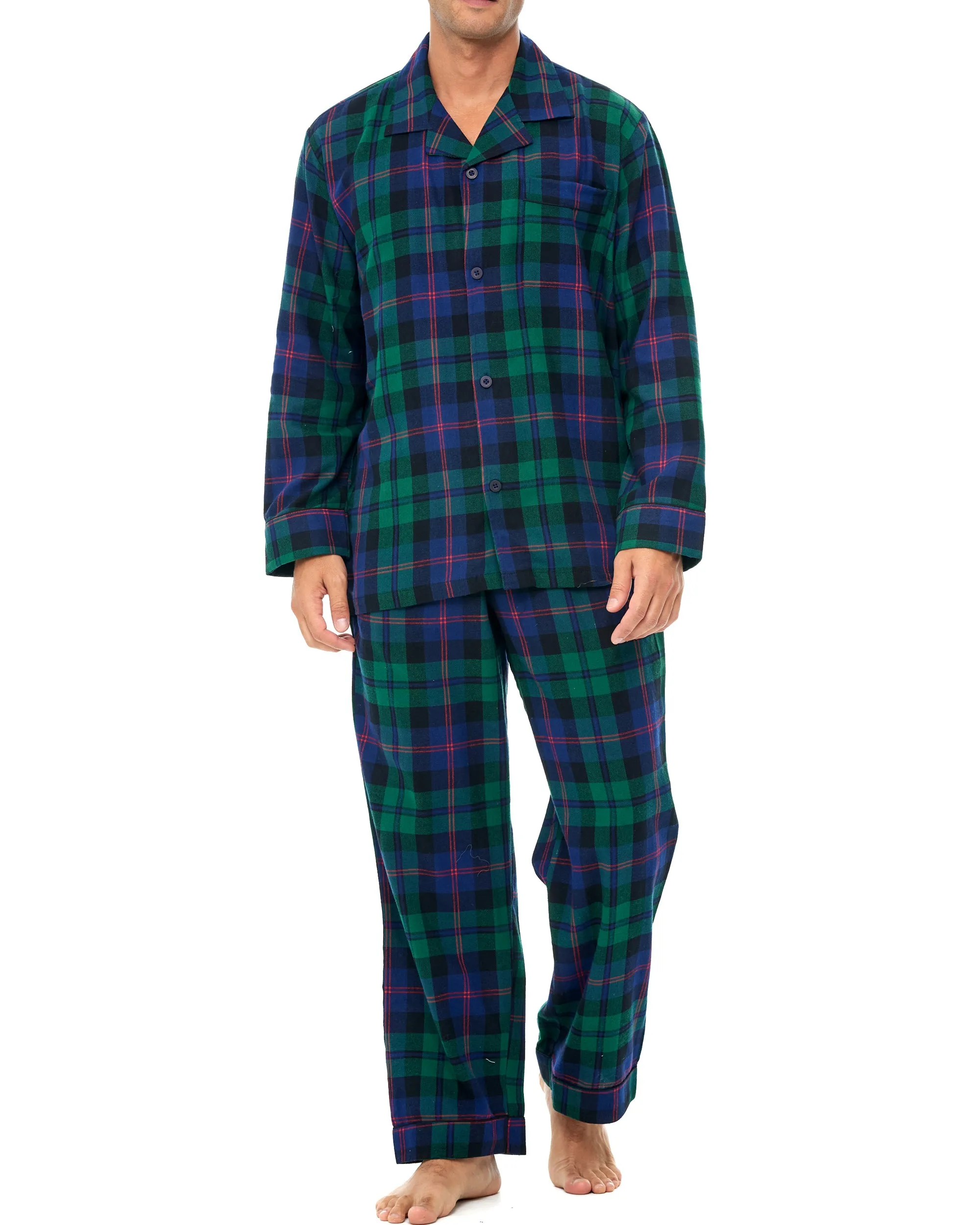 Men's Cotton Flannel Pajama Pants with Pockets