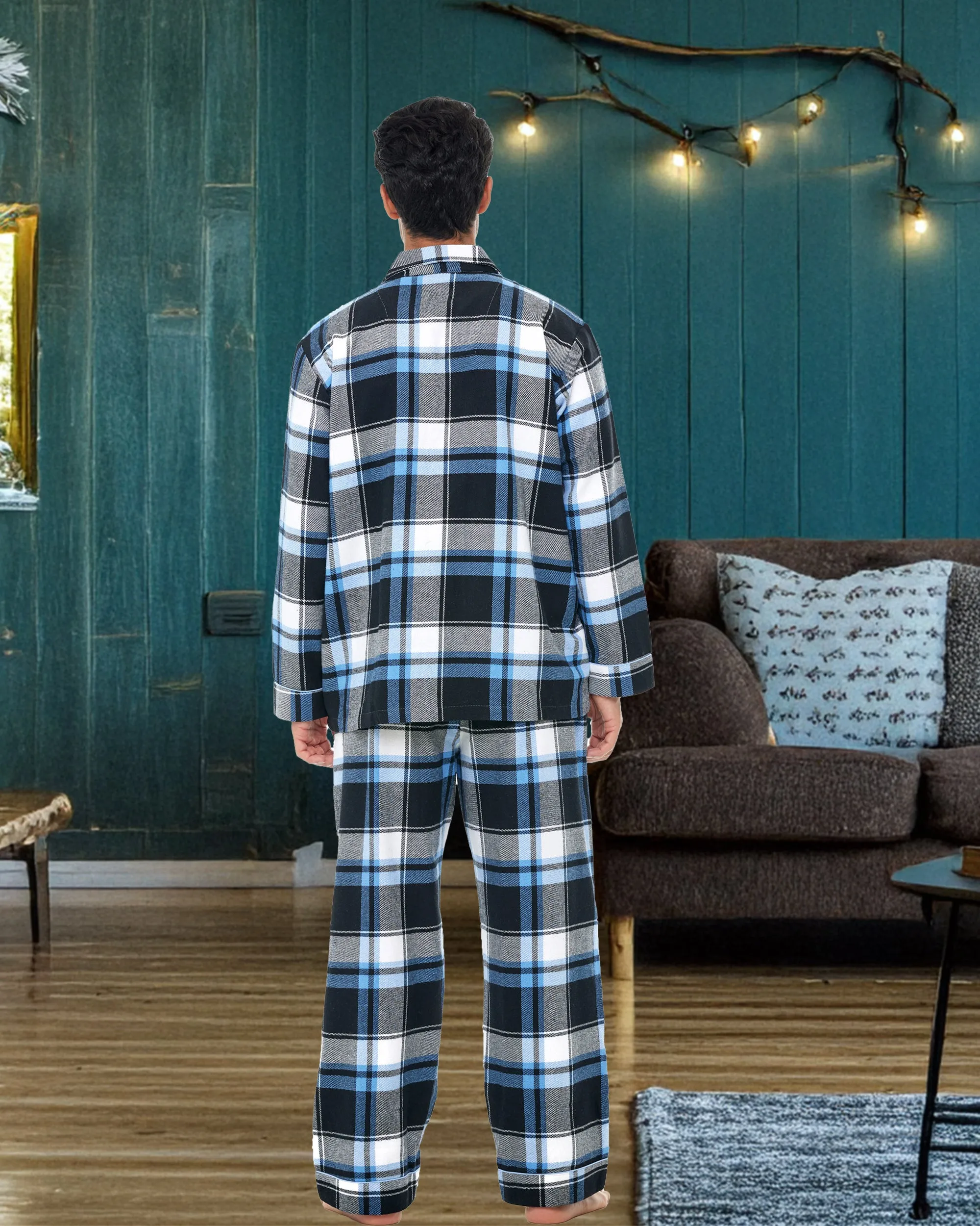 Men's Cotton Flannel Pajama Pants with Pockets