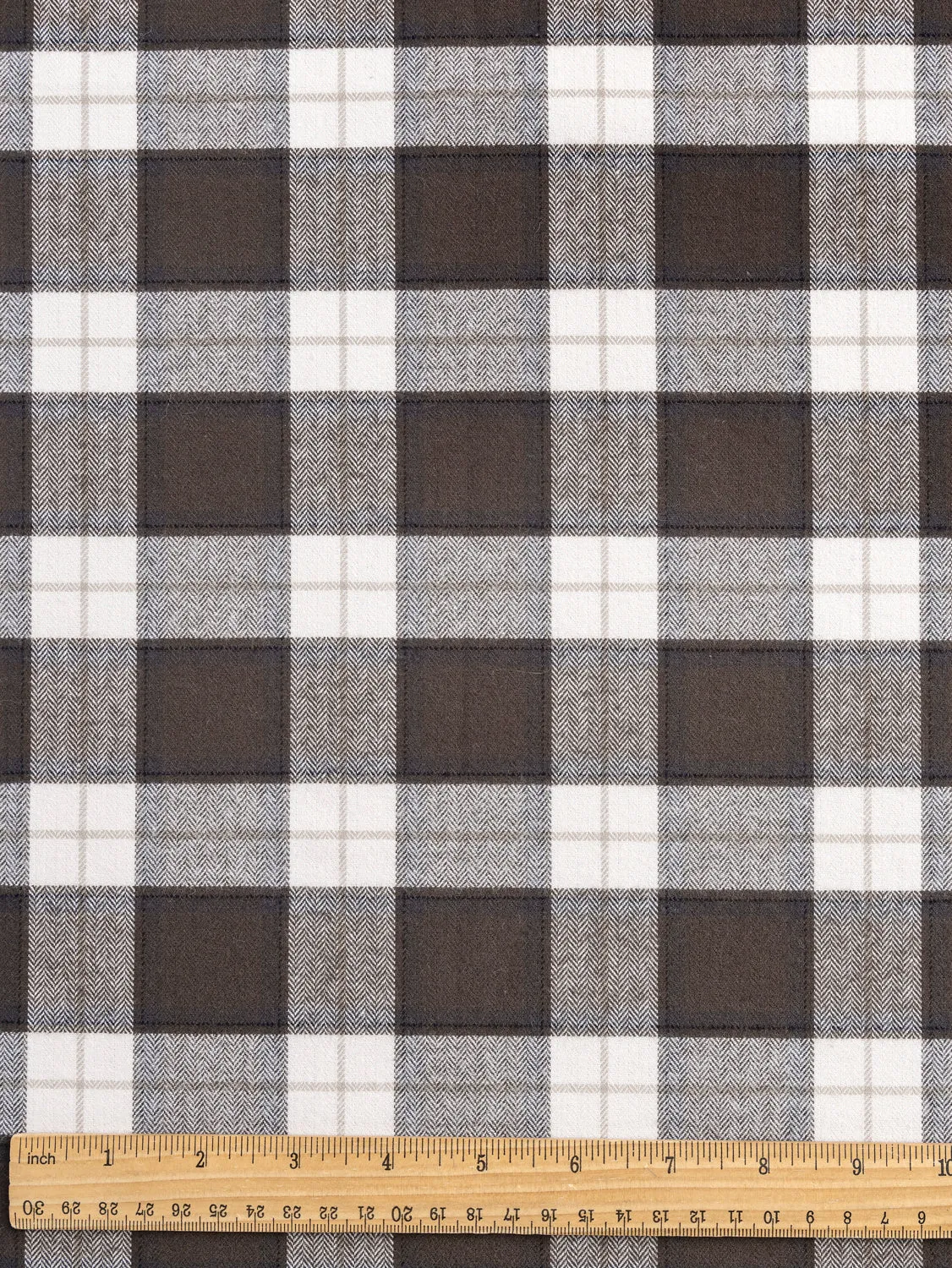 Plaid Check Organic Cotton Flannel - Brown   Cream