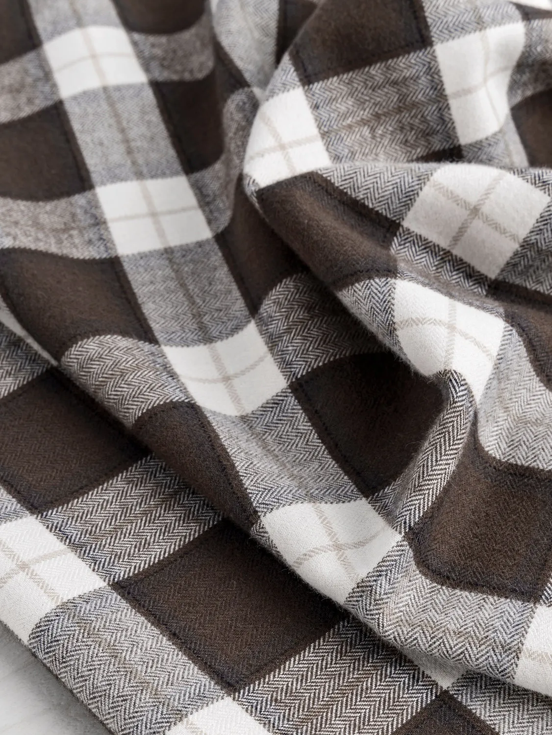 Plaid Check Organic Cotton Flannel - Brown   Cream