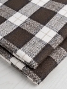 Plaid Check Organic Cotton Flannel - Brown   Cream