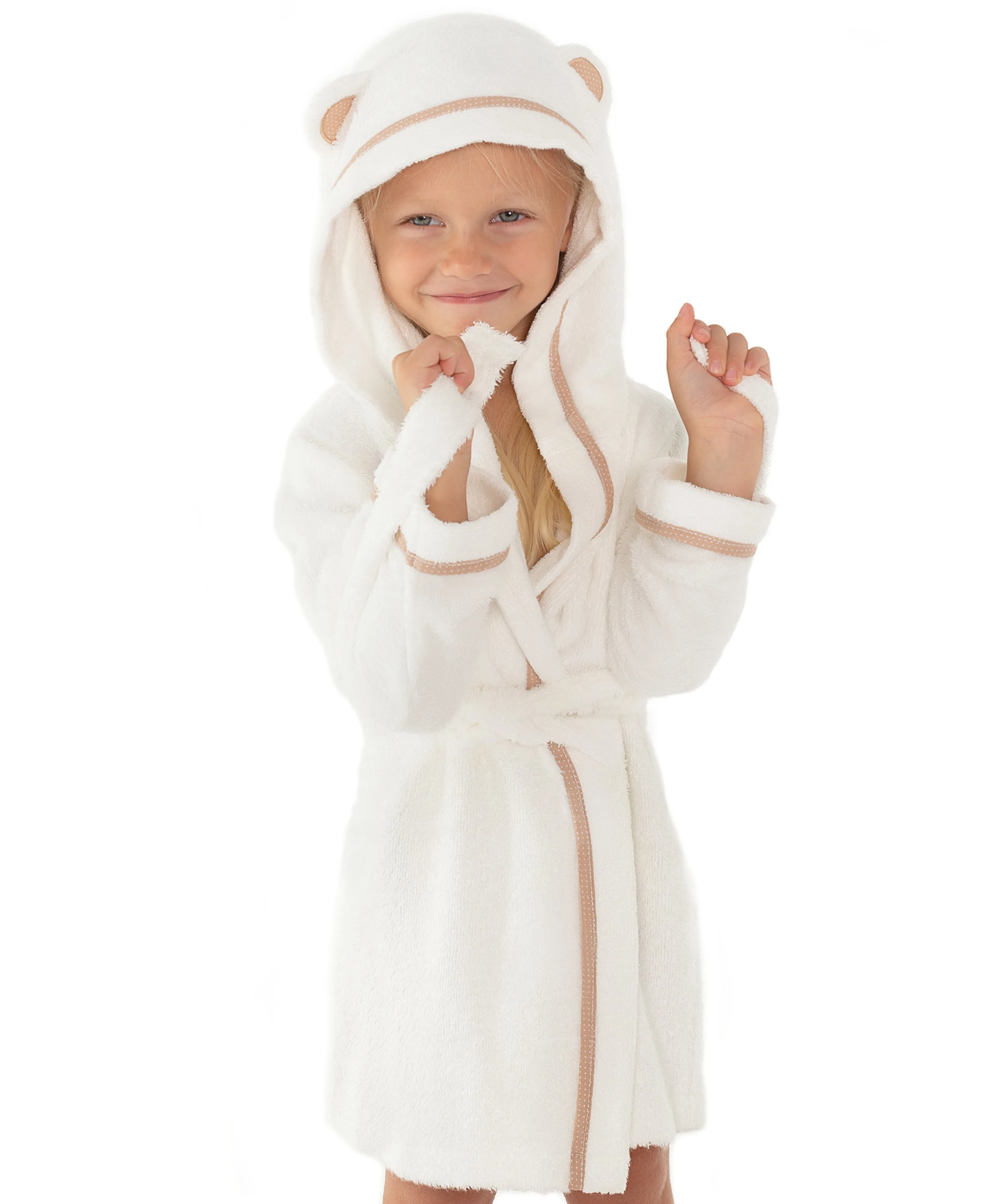 Premium Soft Bamboo Bathrobe for Baby, Toddler and Kid (White)