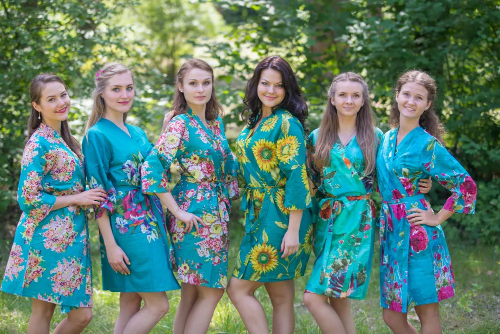 Shades of Aqua and Teal, Seafoam Wedding Colors Bridesmaids Robes