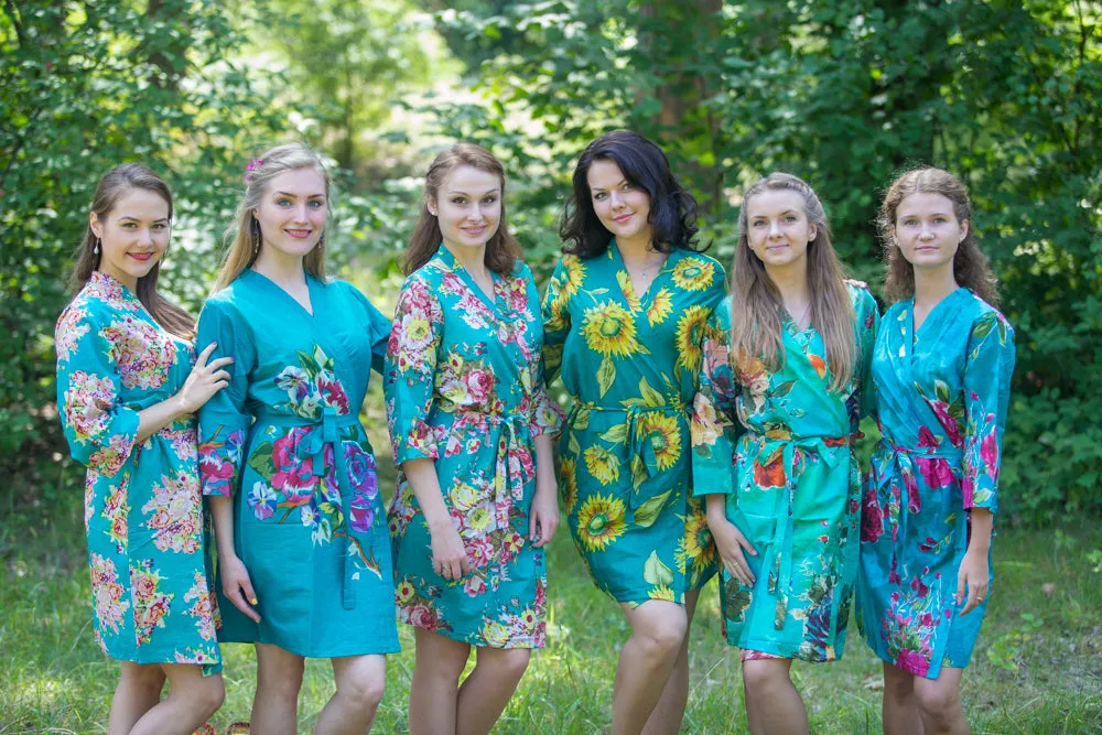 Shades of Aqua and Teal, Seafoam Wedding Colors Bridesmaids Robes