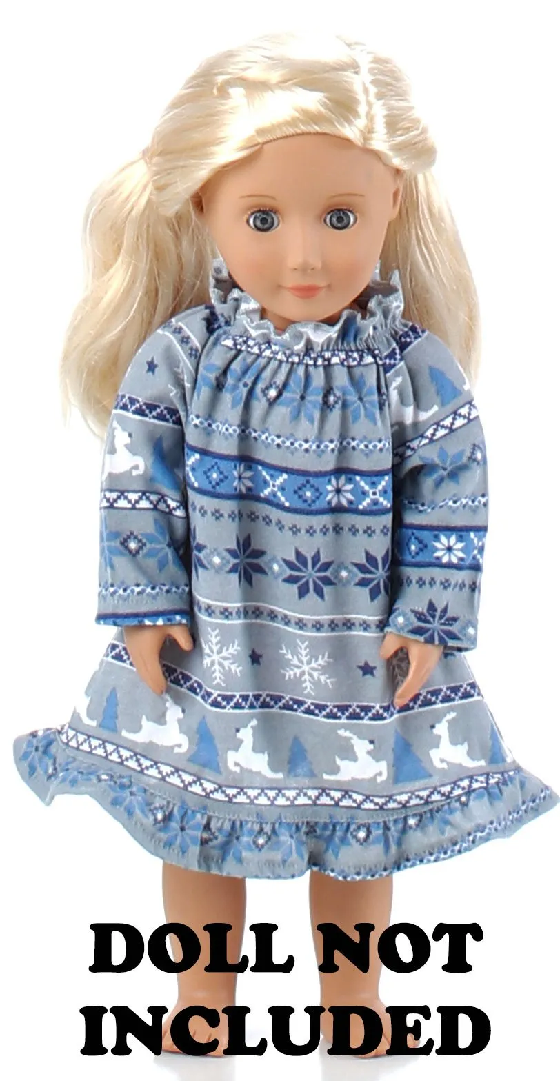 SleepytimePjs Christmas Flannel Nightgowns for 18" Dolls