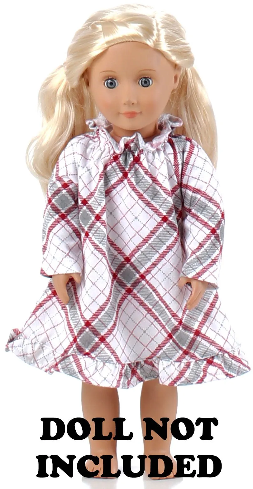 SleepytimePjs Christmas Flannel Nightgowns for 18" Dolls