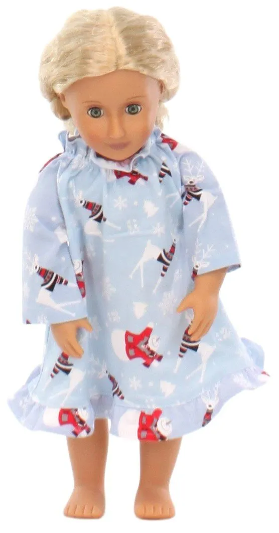 SleepytimePjs Christmas Flannel Nightgowns for 18" Dolls