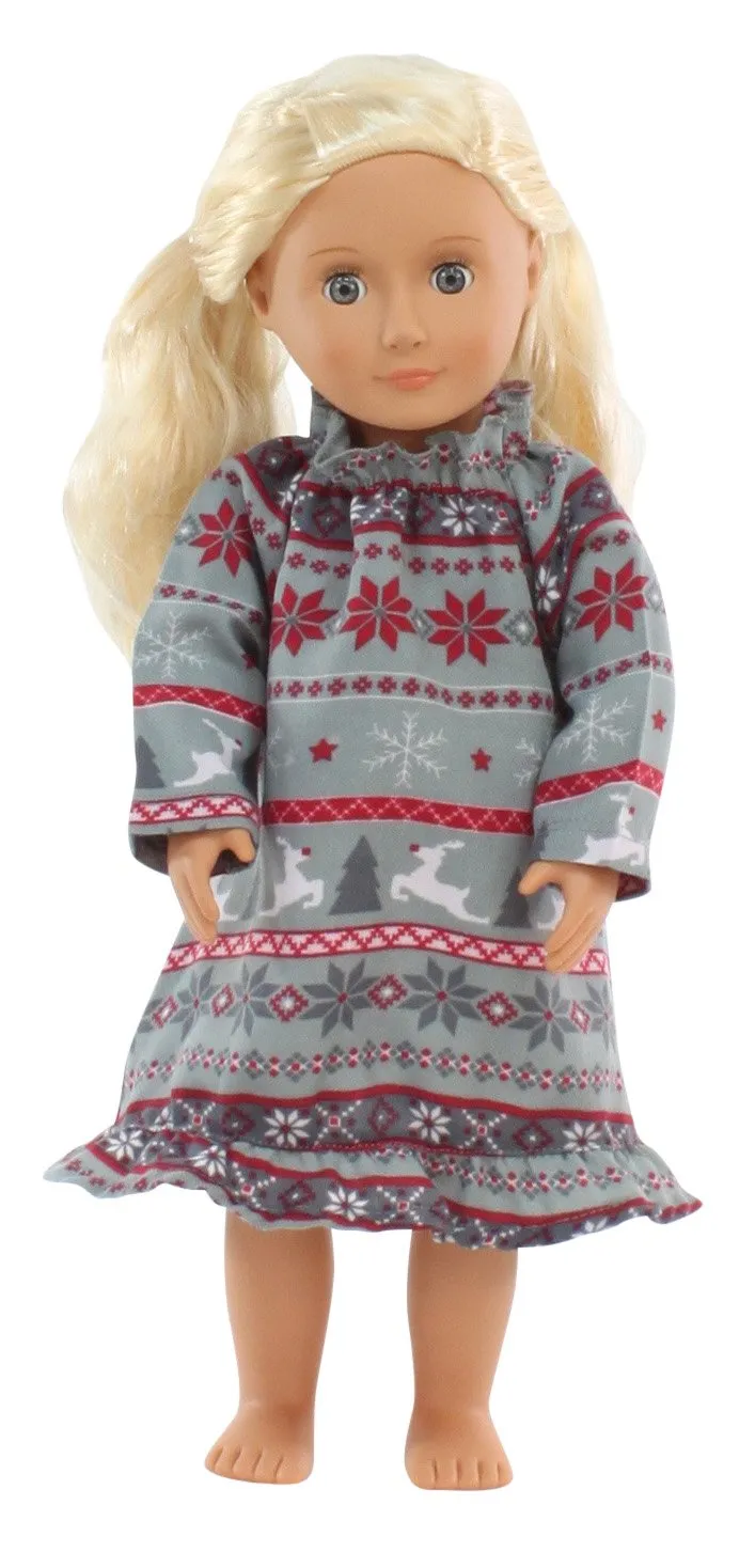 SleepytimePjs Christmas Flannel Nightgowns for 18" Dolls