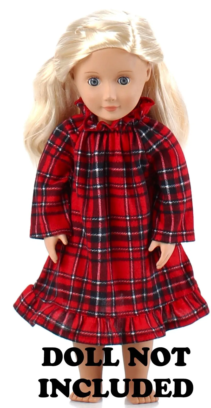 SleepytimePjs Christmas Flannel Nightgowns for 18" Dolls