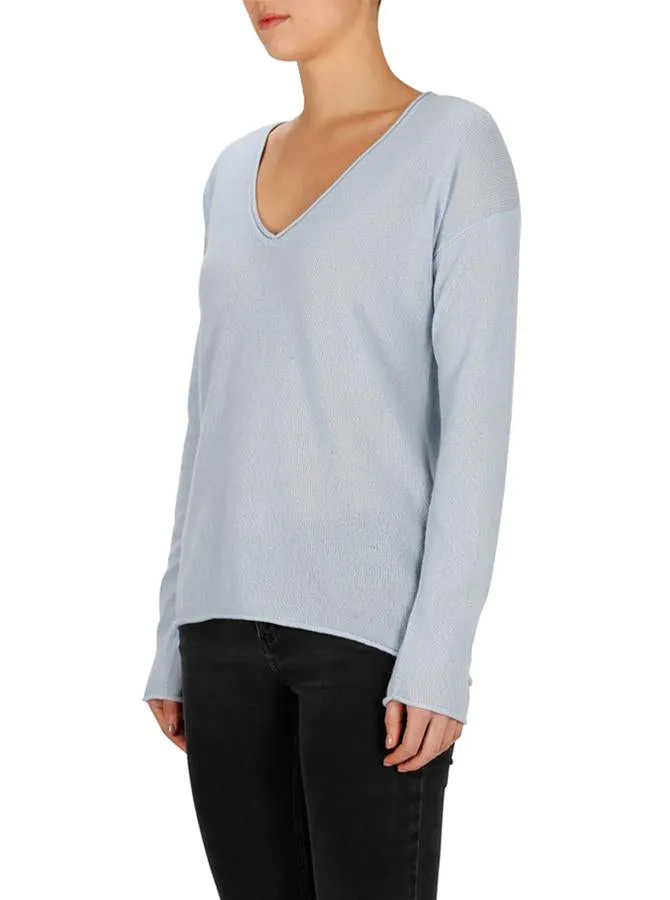 Superluxe Self Roll V-Neck- Pale Blue