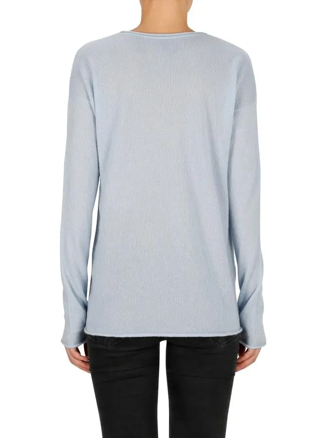 Superluxe Self Roll V-Neck- Pale Blue