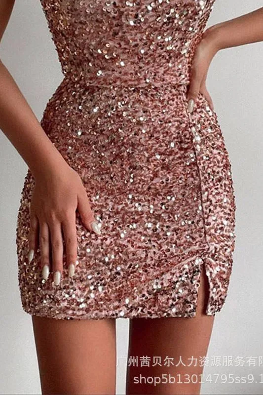 Suspender Sequined Mini dress