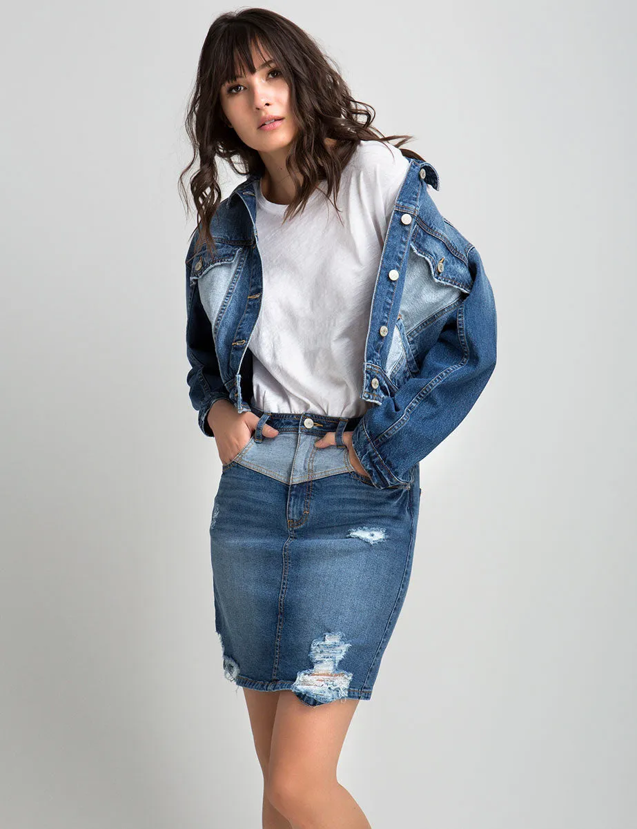 Suzanne Cotton Two-Tone Denim Jacket