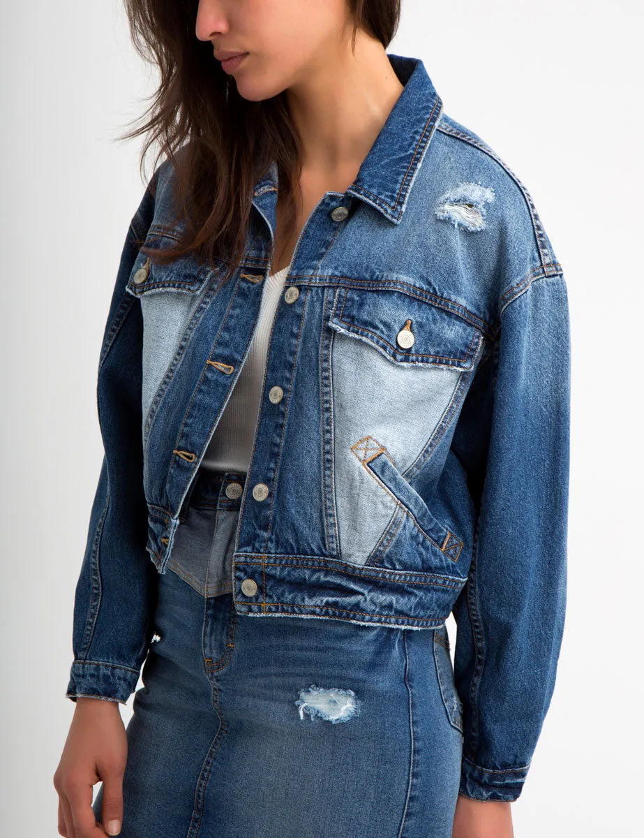 Suzanne Cotton Two-Tone Denim Jacket