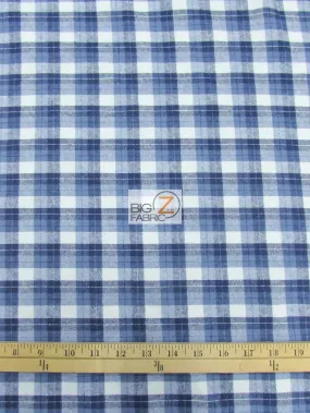 Tartan Plaid Uniform Apparel Flannel Fabric / Blue/White / 30 Yard Roll