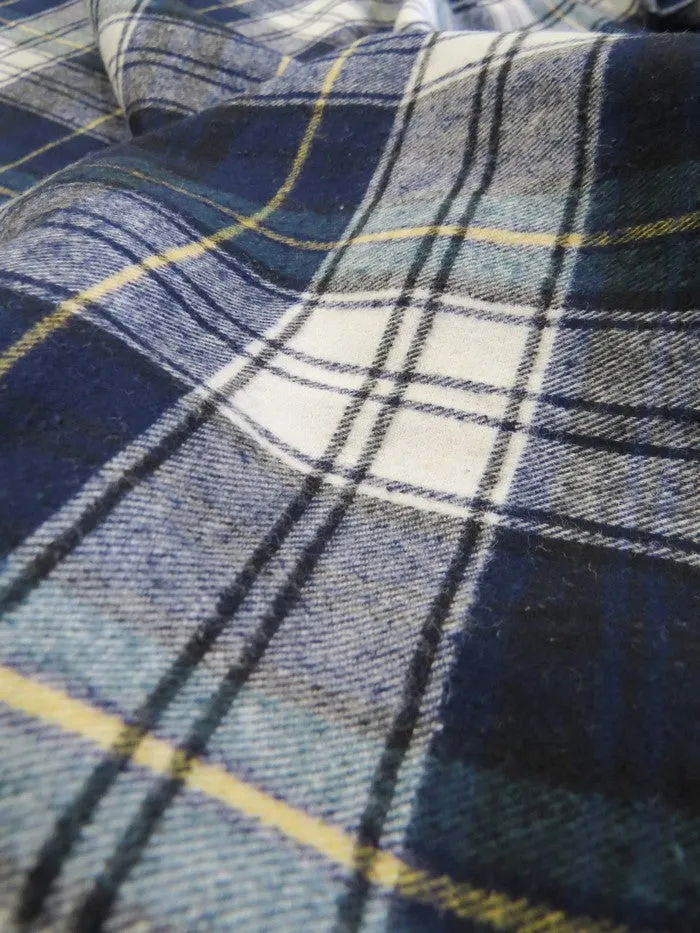 Tartan Plaid Uniform Apparel Flannel Fabric / Blue/White / 30 Yard Roll