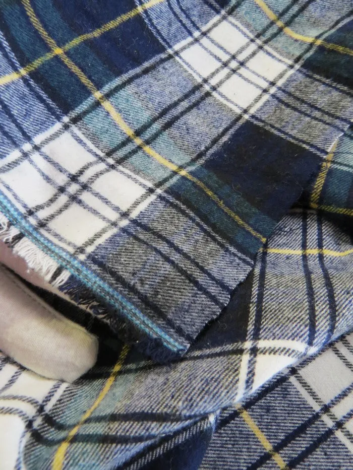 Tartan Plaid Uniform Apparel Flannel Fabric / Gray/Black / Sold By The Yard