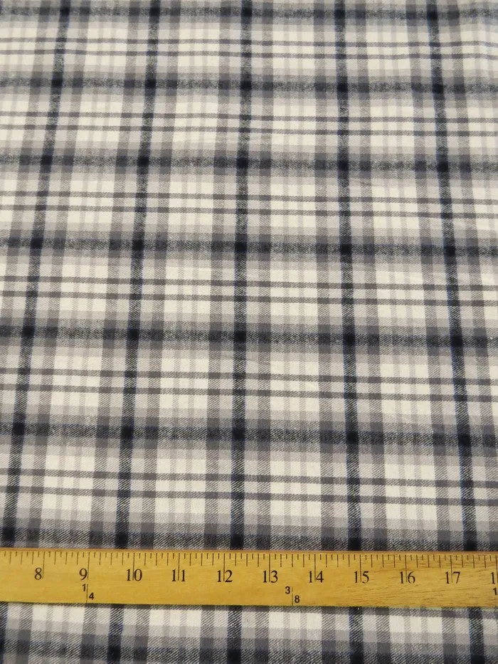 Tartan Plaid Uniform Apparel Flannel Fabric / Gray/Black / Sold By The Yard