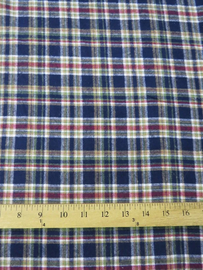 Tartan Plaid Uniform Apparel Flannel Fabric / Multi-Color / Sold By The Yard