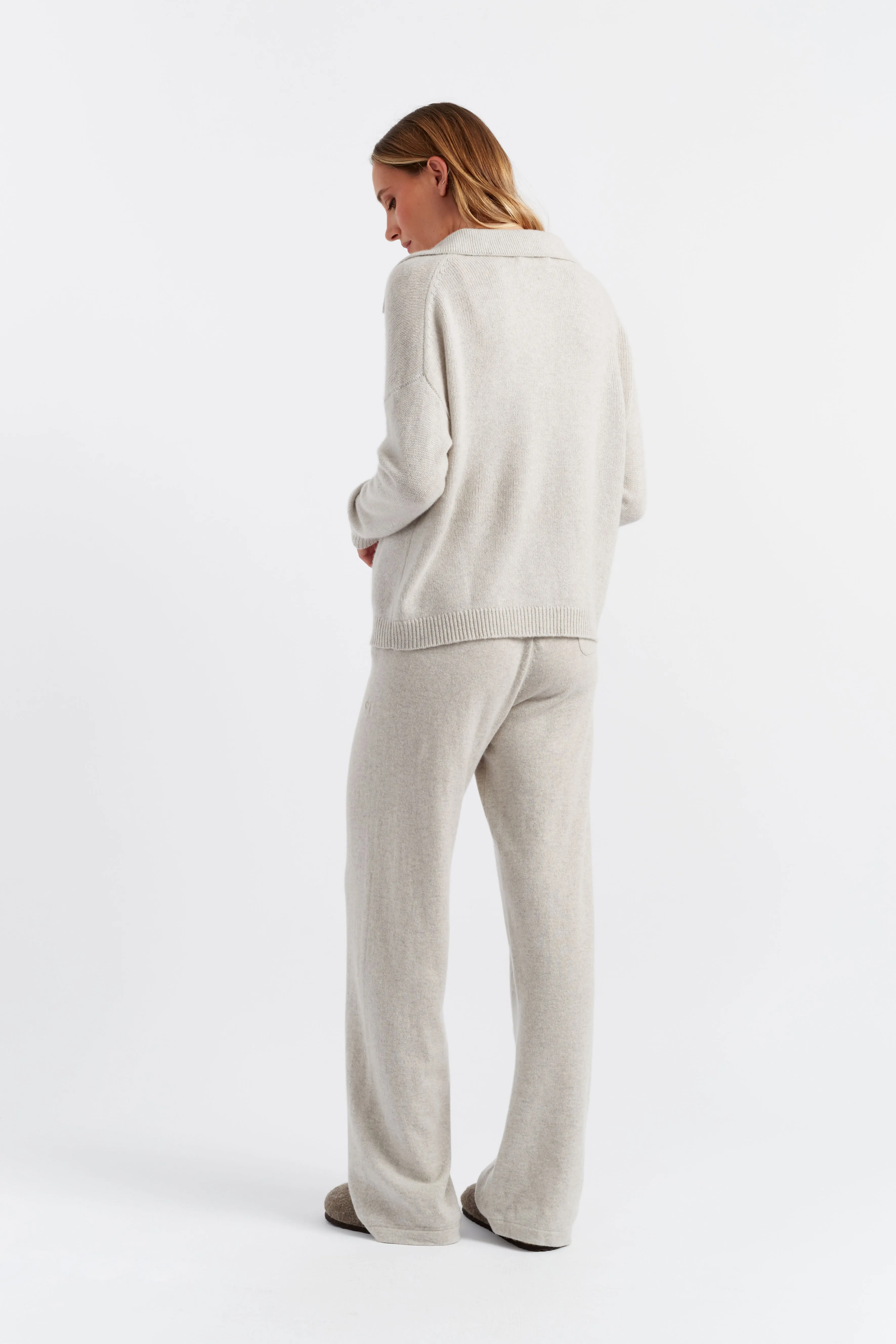 Taupe Cloud Cashmere Collared Sweater