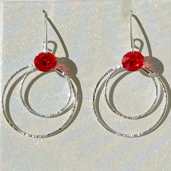 Versatile Argentium Silver Crystal Dangle Hoop Collection -  5 Color Options