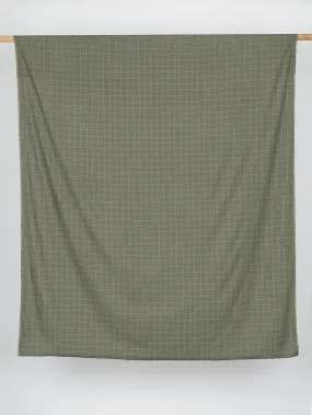 Windowpane Check Brushed Cotton - Olive - Swatch