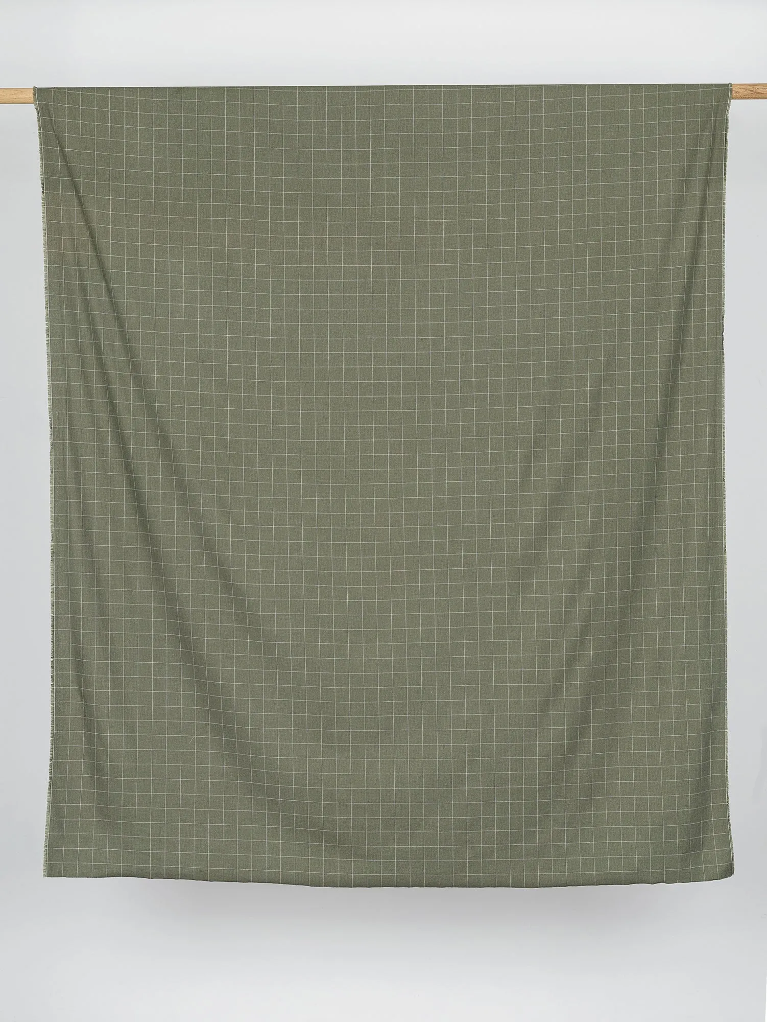 Windowpane Check Brushed Cotton - Olive - Swatch