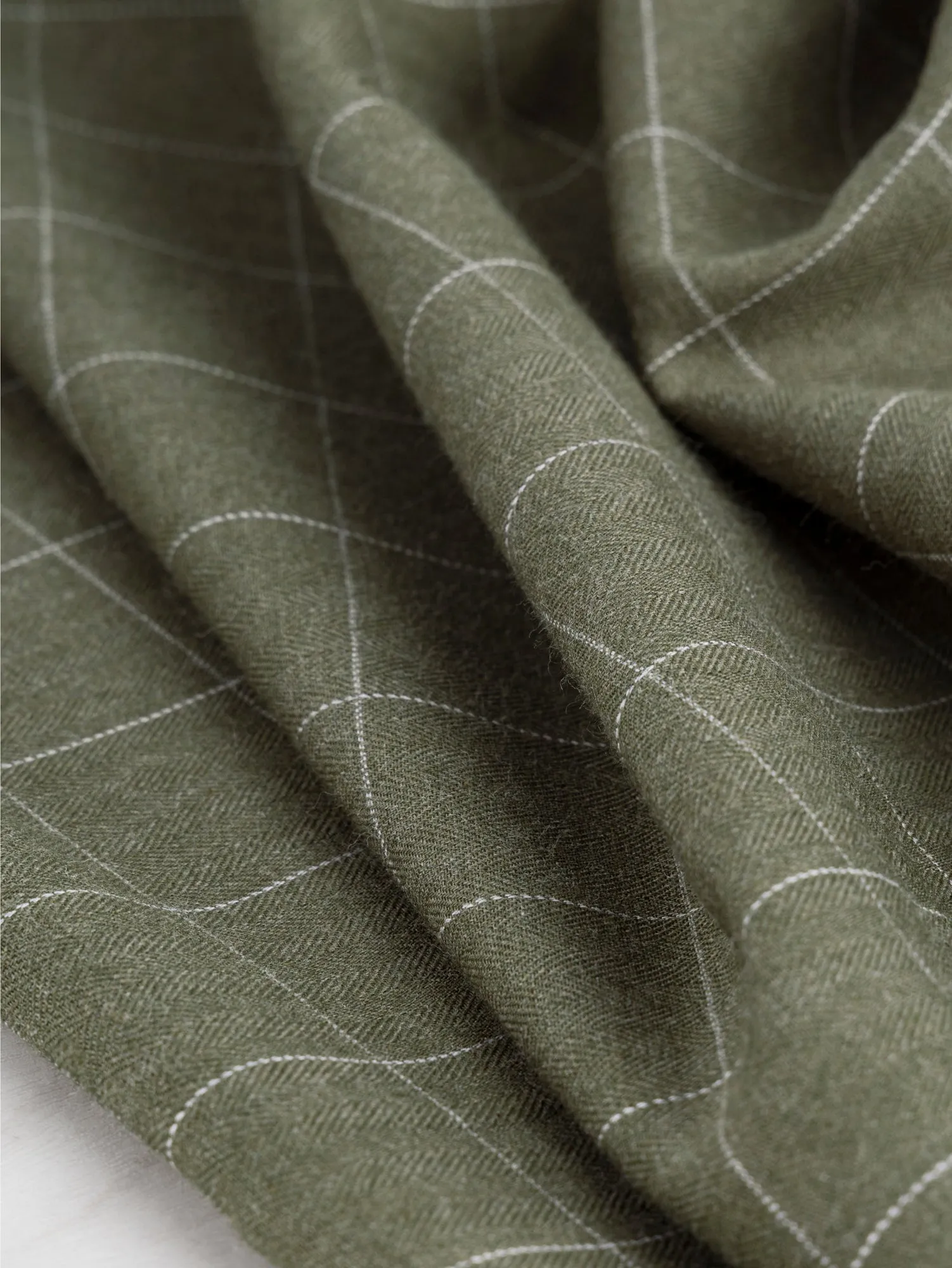 Windowpane Check Brushed Cotton - Olive - Swatch