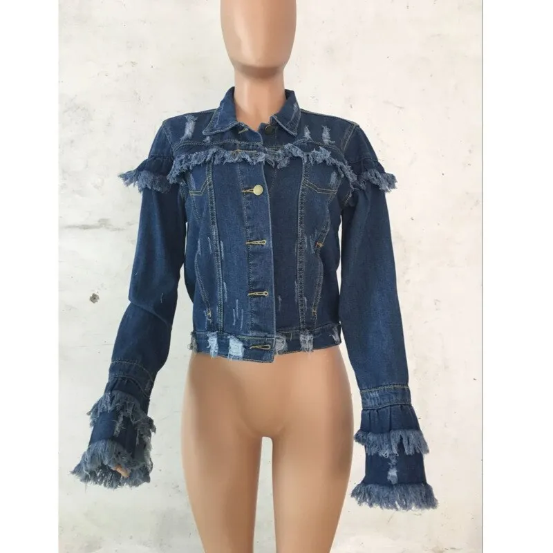 YICIYA denim jacket  Ripped Denim Jackets