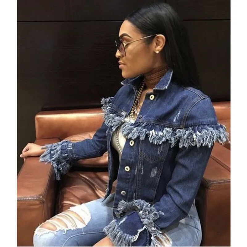 YICIYA denim jacket  Ripped Denim Jackets