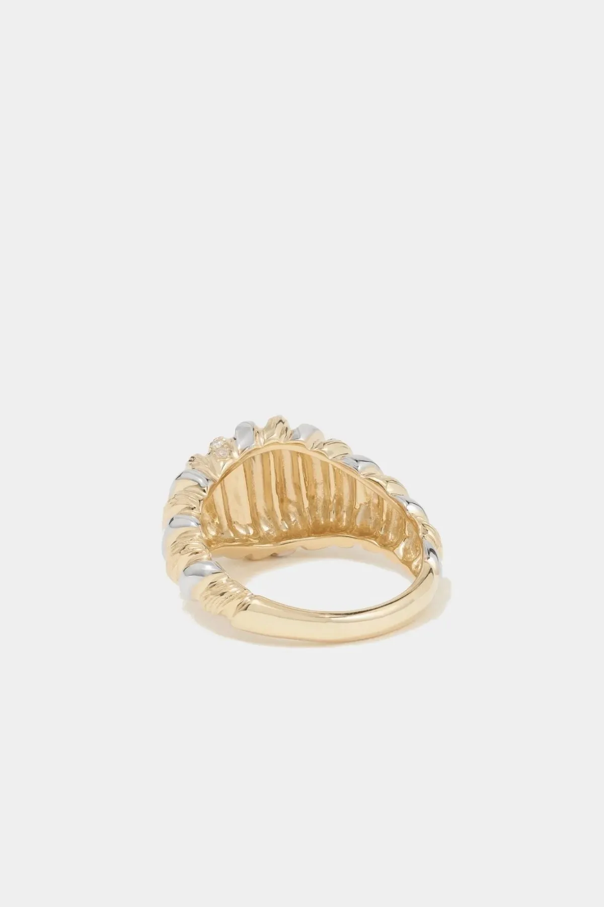 Yvonne Léon Chevalière Gaufrette Diamond Ring - Yellow/ White Gold